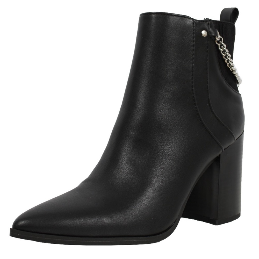 Elegant Black Ankle Boots with Chain Detail